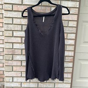Free People Distressed Cold Shoulder long Sleeves